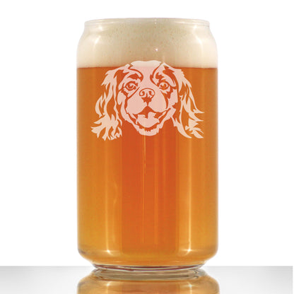 Cavalier King Charles Spaniel Face Beer Can Pint Glass - Unique Dog Themed Decor and Gifts for Moms & Dads of Cavaliers - 16 Oz