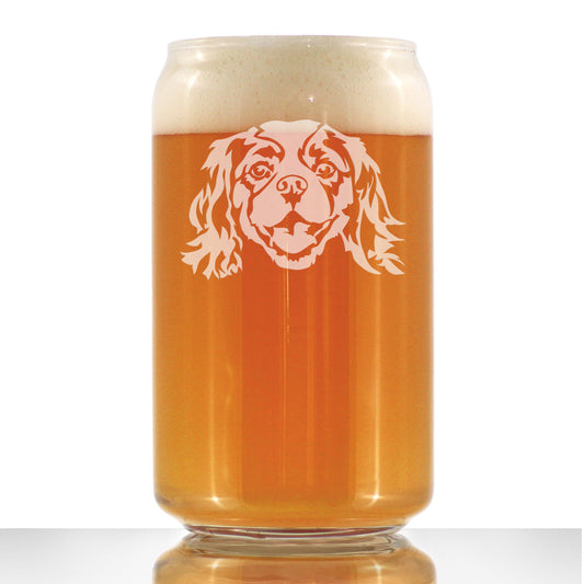 Cavalier King Charles Spaniel Face Beer Can Pint Glass - Unique Dog Themed Decor and Gifts for Moms & Dads of Cavaliers - 16 Oz
