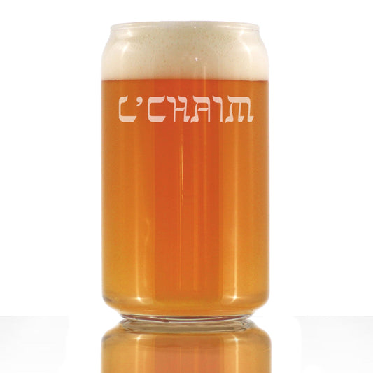 L'Chaim - Hebrew Cheers Beer Can Pint Glass - Fun Jewish Gifts or Party Decor for Women & Men - 16 Oz Glasses