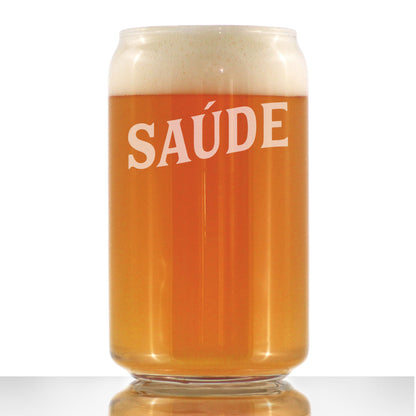 Saude - Portuguese Cheers - Beer Can Pint Glass - Cute Brazil Themed Gifts or Party Decor for Women and Men - 16 Oz