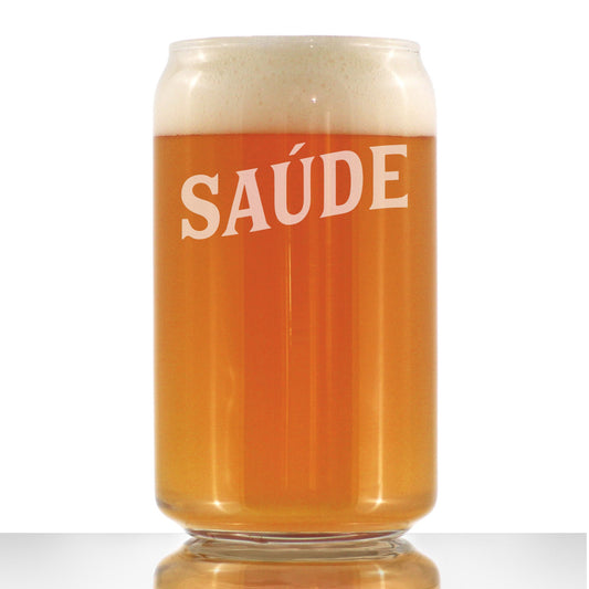 Saude - Portuguese Cheers - Beer Can Pint Glass - Cute Brazil Themed Gifts or Party Decor for Women and Men - 16 Oz