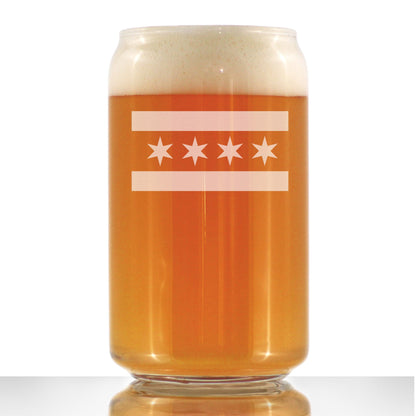 Chicago Flag - Fun Beer Can Pint Glass Gift for Chitown Lovers - Cute Chicago Themed Decor - 16 oz Drinking Glasses