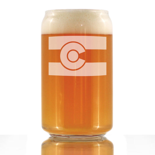 Colorado Flag - Centennial State Beer Can Pint Glass, Large 16 ounce, Etched Beer Gift for Women and Men