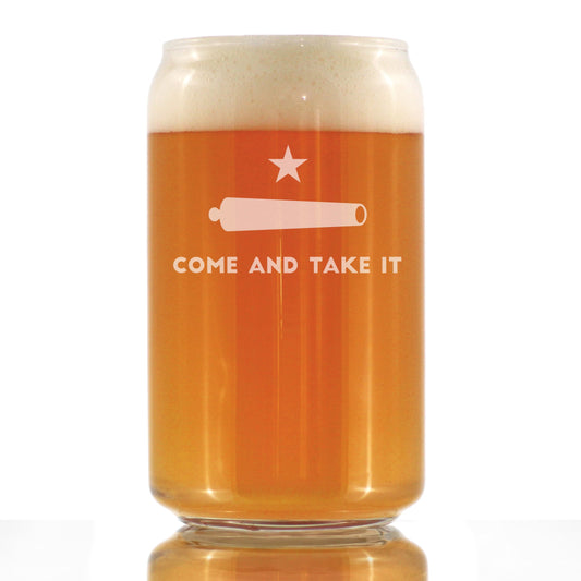 Come and Take It Texas Flag Beer Can Pint Glass Gift for Beer Drinking Men & Women - 16 oz - Barware Gifts for Texans