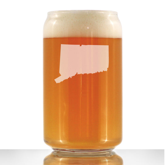 Connecticut State Outline Beer Can Pint Glass - State Themed Drinking Decor and Gifts for Connecticuters and Nutmegger Women & Men - 16 Oz Glasses