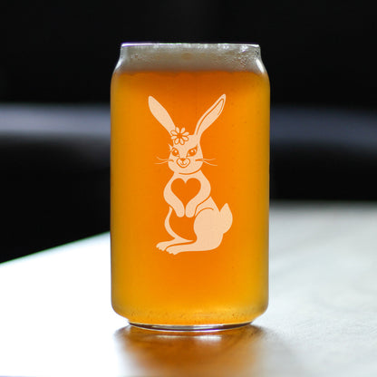 Cute Bunny Rabbit - Beer Can Pint Glass - Hand Engraved Gifts for Men & Women That Love Bunnies
