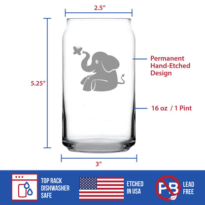 Cute Elephant - 16 Ounce Beer Can Pint Glass