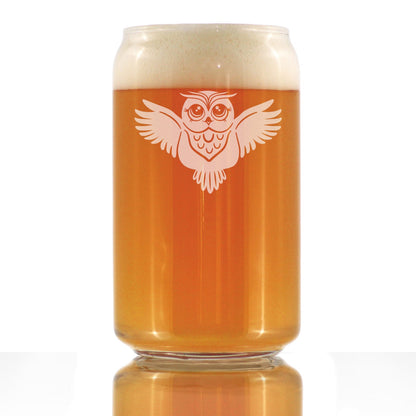 Cute Owl Beer Can Pint Glass - Fun Owl Decor and Gifts for Women and Men - 16 Oz Glasses