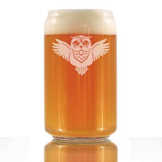 Cute Owl Beer Can Pint Glass - Fun Owl Decor and Gifts for Women and Men - 16 Oz Glasses