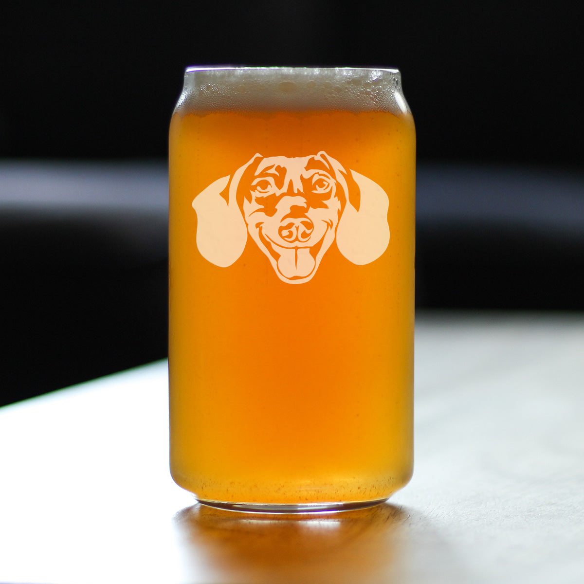 Dachshund Face Beer Can Pint Glass - Unique Dog Themed Decor and Gifts for Moms & Dads of Dachshunds - 16 Oz