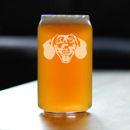 Dachshund Face Beer Can Pint Glass - Unique Dog Themed Decor and Gifts for Moms & Dads of Dachshunds - 16 Oz