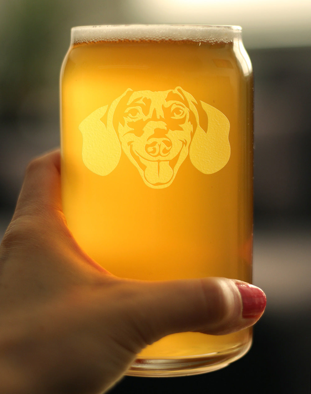 Dachshund Face Beer Can Pint Glass - Unique Dog Themed Decor and Gifts for Moms & Dads of Dachshunds - 16 Oz