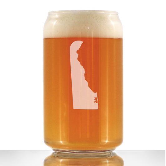 Delaware State Outline Beer Can Pint Glass - State Themed Drinking Decor and Gifts for Delawarean Women & Men - 16 Oz Glasses