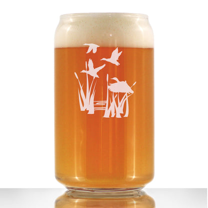 Duck Pond Beer Can Pint Glass - Cabin Themed Gifts or Rustic Decor for Men and Women - Fun Drinking or Party Glasses - 16 oz
