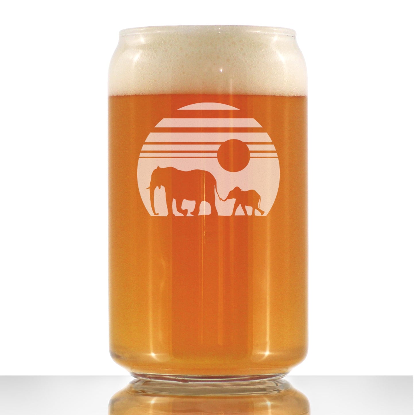 Elephant Sunset - 16 Ounce Beer Can Pint Glass