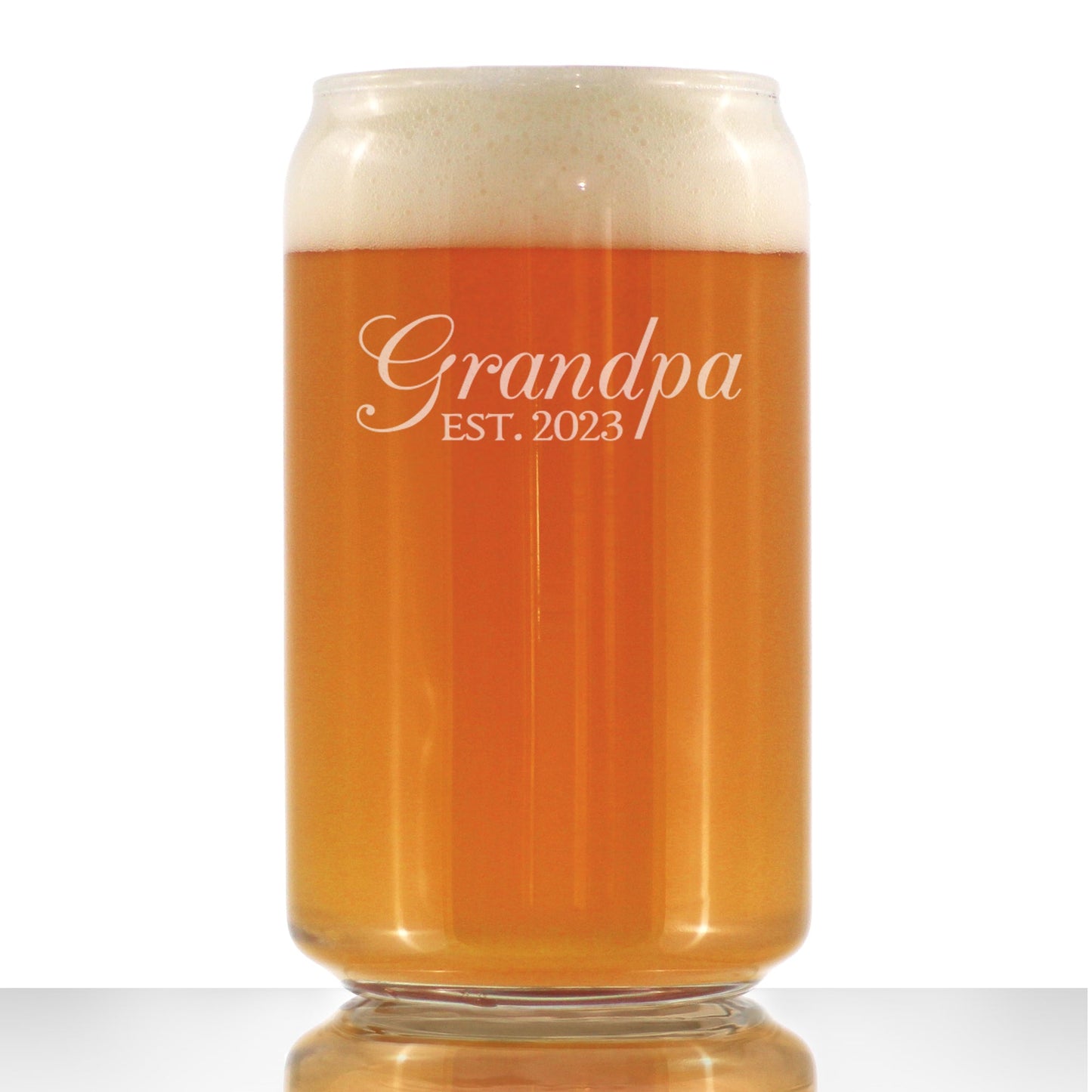 Grandpa Est. 2023 - Decorative - 16 Ounce Beer Can Pint Glass