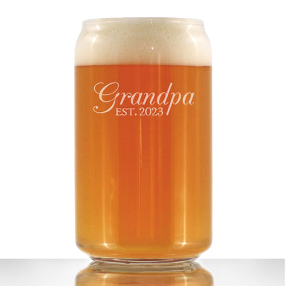 Grandpa Est. 2023 - Decorative - 16 Ounce Beer Can Pint Glass