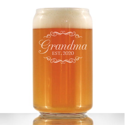 Grandma Est. 2020 - 16 Ounce Beer Can Pint Glass