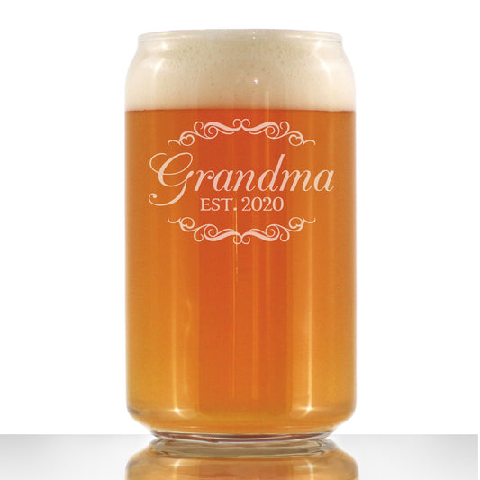 Grandma Est. 2020 - 16 Ounce Beer Can Pint Glass