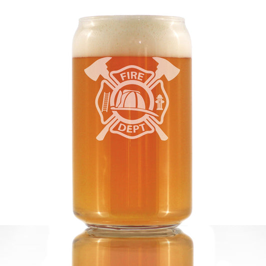 Firefighter Symbol Engraved Beer Can Pint Glass, Unique Gifts for Firefighters, Firemen & Firewomen