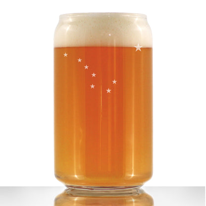 Alaska Flag Beer Can Pint Glass - State Themed Drinking Decor and Gifts for Alaskan Women & Men - 16 Oz Glasses