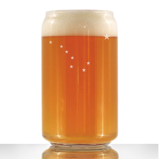 Alaska Flag Beer Can Pint Glass - State Themed Drinking Decor and Gifts for Alaskan Women & Men - 16 Oz Glasses