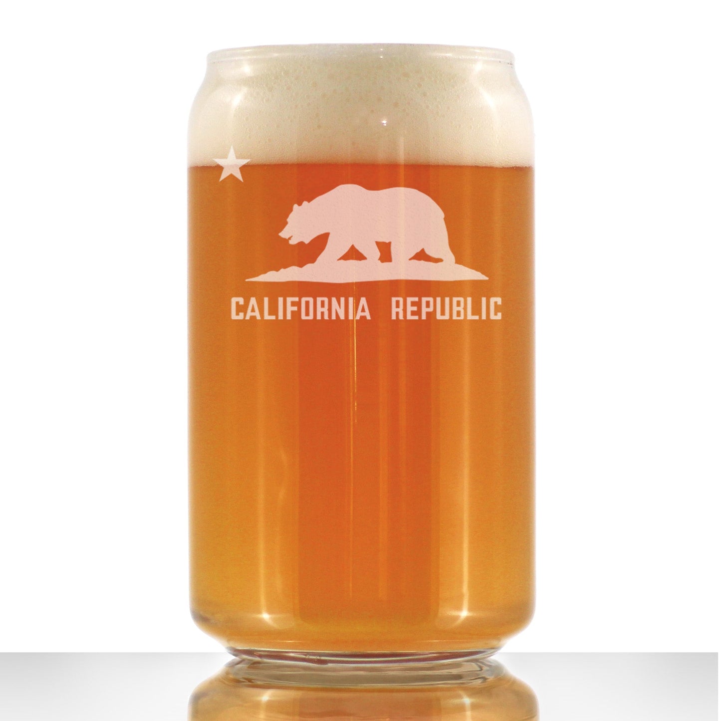 California Flag Beer Can Pint Glass - State Themed Drinking Decor and Gifts for Californian Women & Men - 16 Oz Glasses