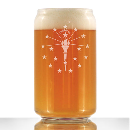 Indiana Flag Beer Can Pint Glass - State Themed Drinking Decor and Gifts for Indianan Women & Men - 16 Oz Glasses