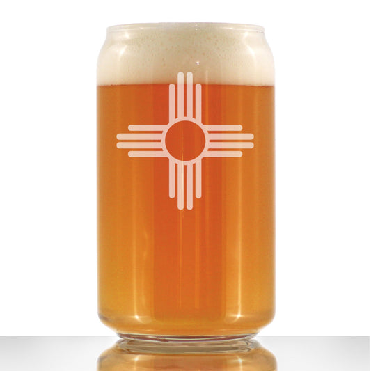 New Mexico Flag Beer Can Pint Glass - State Themed Drinking Decor and Gifts for New Mexican Women & Men - 16 Oz Glasses