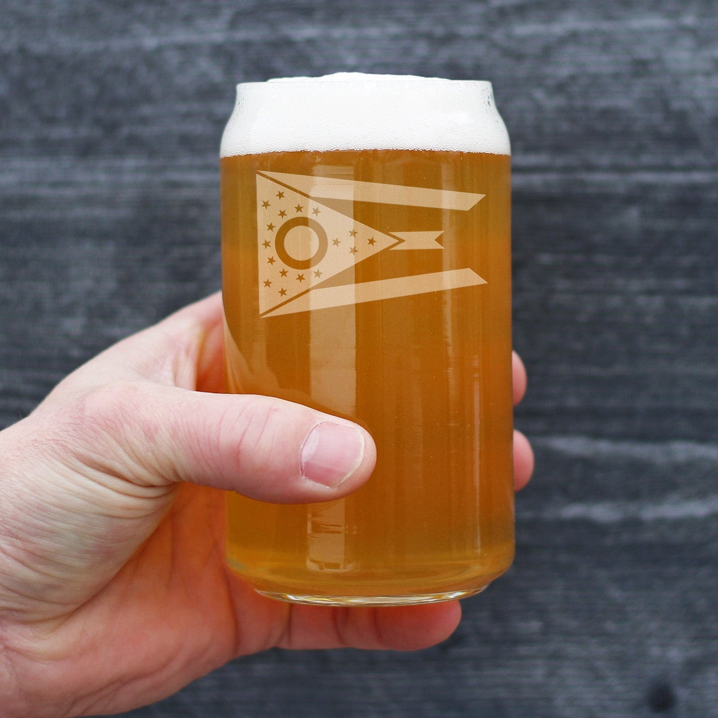 Ohio Flag Beer Can Pint Glass - State Themed Drinking Decor and Gifts for Ohioan Women & Men - 16 Oz Glasses