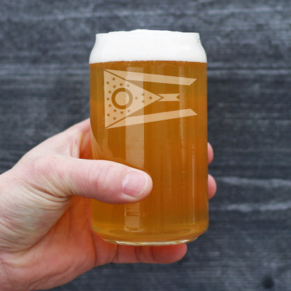 Ohio Flag Beer Can Pint Glass - State Themed Drinking Decor and Gifts for Ohioan Women & Men - 16 Oz Glasses