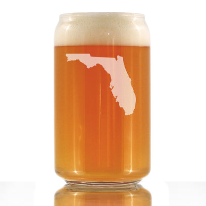 Florida State Outline Beer Can Pint Glass - State Themed Drinking Decor and Gifts for Floridian Women & Men - 16 Oz Glasses