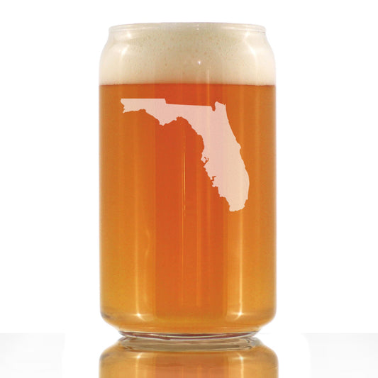 Florida State Outline Beer Can Pint Glass - State Themed Drinking Decor and Gifts for Floridian Women & Men - 16 Oz Glasses