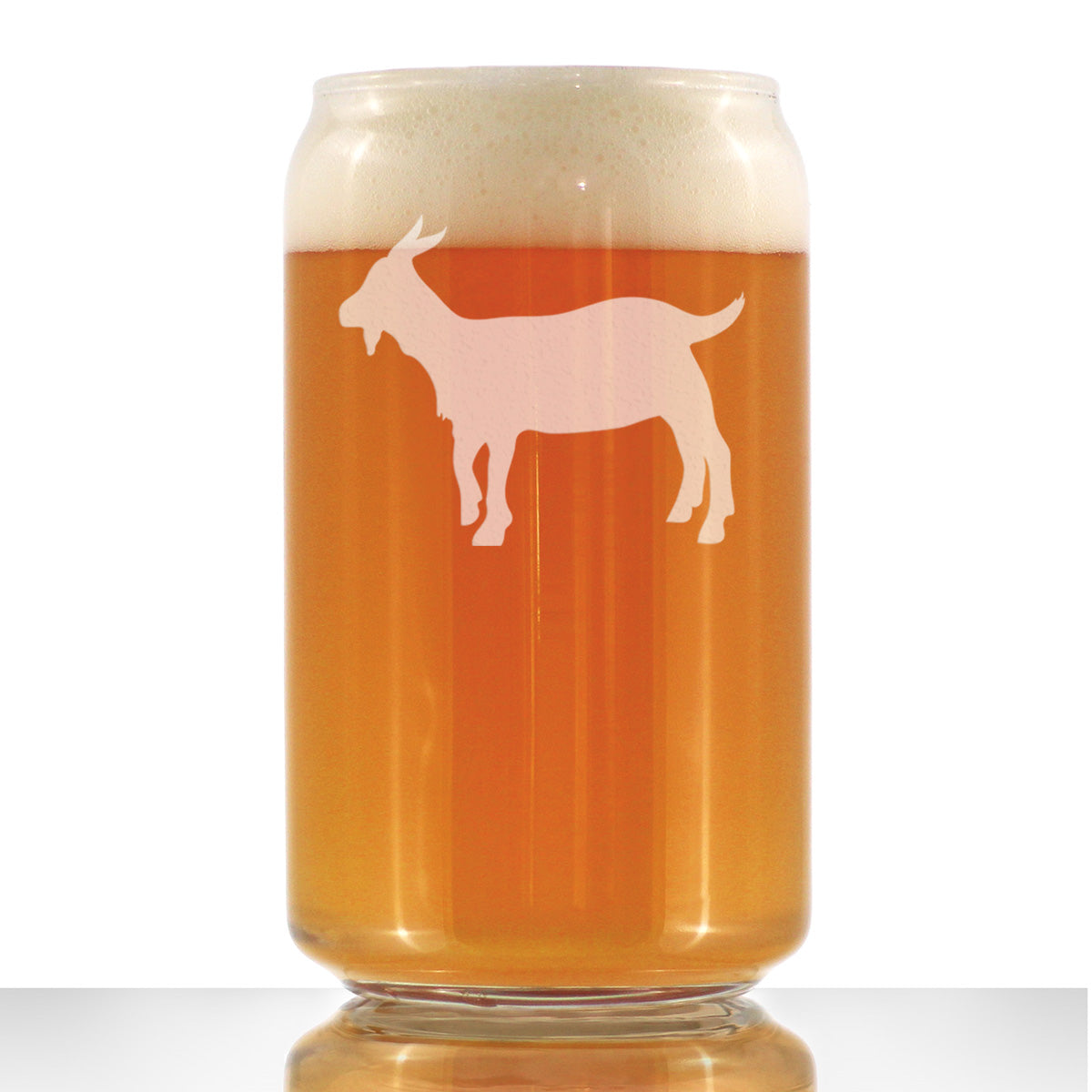 Goat Silhouette - Cute Beer Can Pint Glass, 16 Oz, Etched Designs - Farmhouse Décor Gifts for Lovers of Goats and Beer