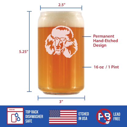 Happy Poodle - Beer Can Pint Glass - Fun Unique Poodle Themed Dog Gifts and Party Decor for Women and Men - 16 oz