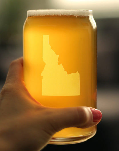Idaho State Outline Beer Can Pint Glass - State Themed Drinking Decor and Gifts for Idahoan Women & Men - 16 Oz Glasses