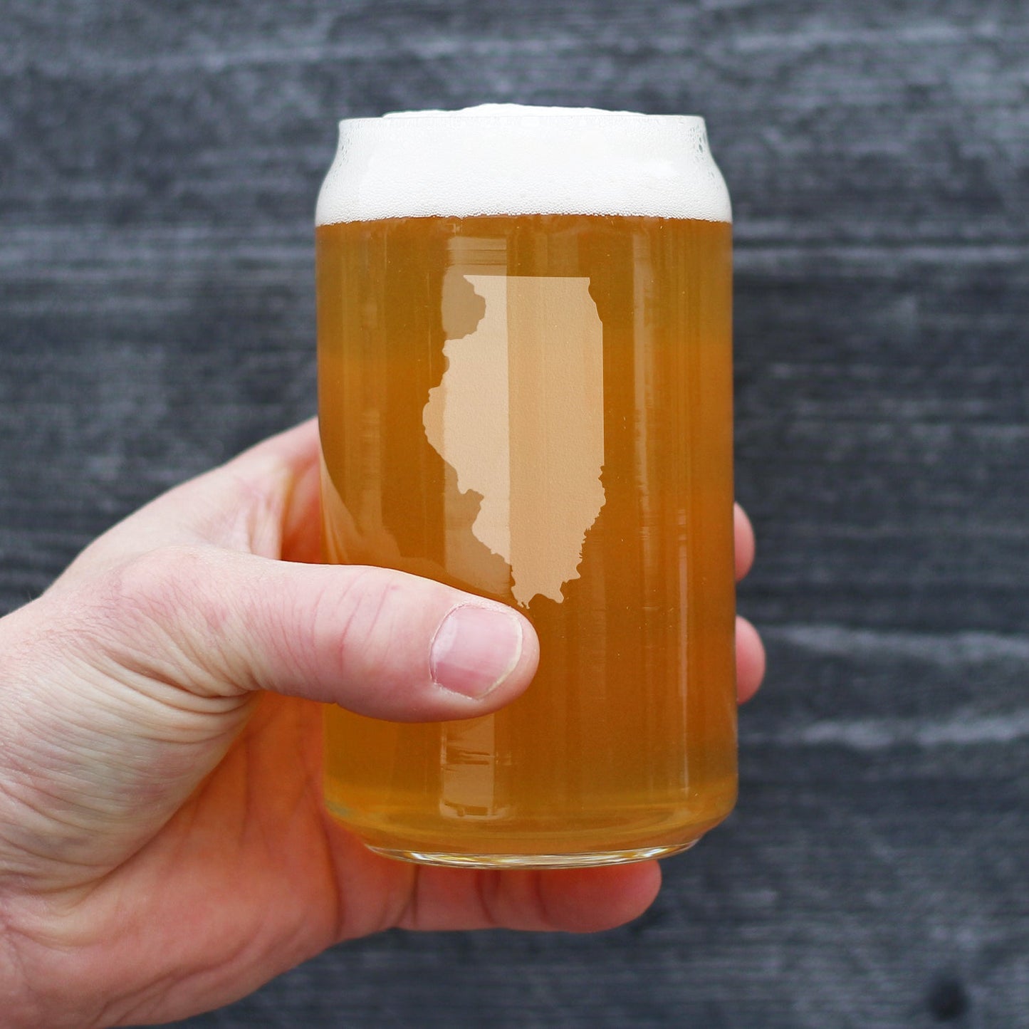 Illinois State Outline Beer Can Pint Glass - State Themed Drinking Decor and Gifts for Illinoisan Women & Men - 16 Oz Glasses