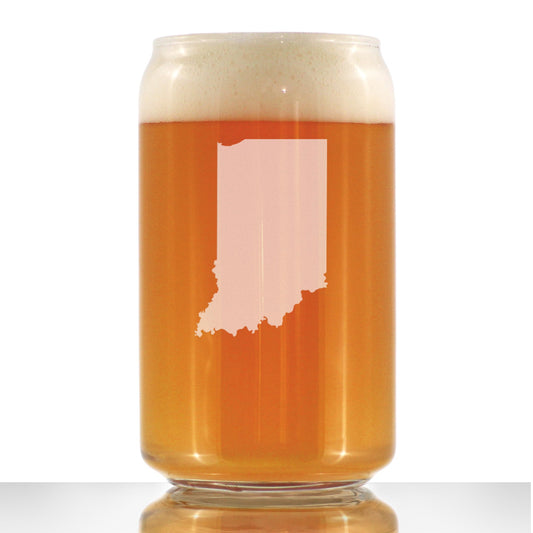 Indiana State Outline Beer Can Pint Glass - State Themed Drinking Decor and Gifts for Hoosier Women & Men - 16 Oz Glasses