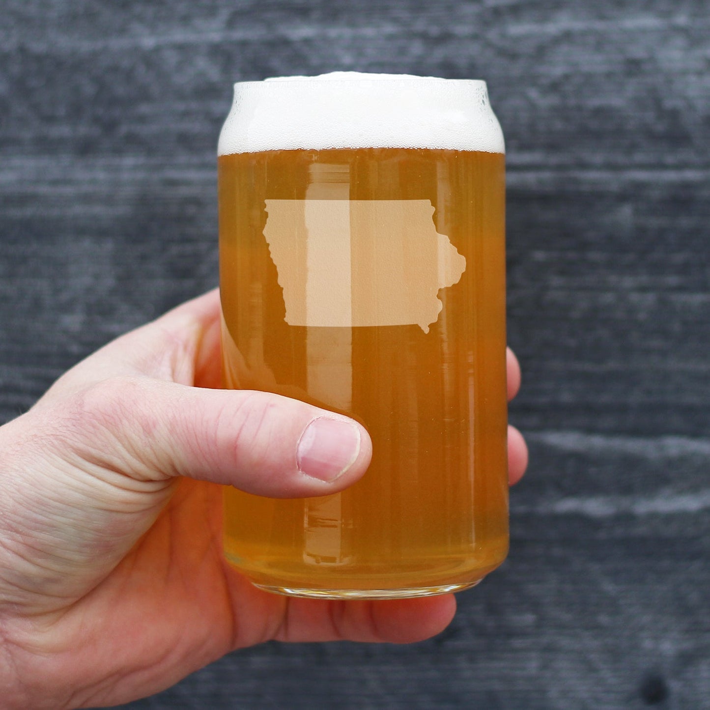 Iowa State Outline Beer Can Pint Glass - State Themed Drinking Decor and Gifts for Iowan Women & Men - 16 Oz Glasses