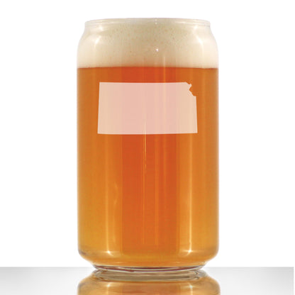 Kansas State Outline Beer Can Pint Glass - State Themed Drinking Decor and Gifts for Kansan and Jayhawker Women & Men - 16 Oz Glasses