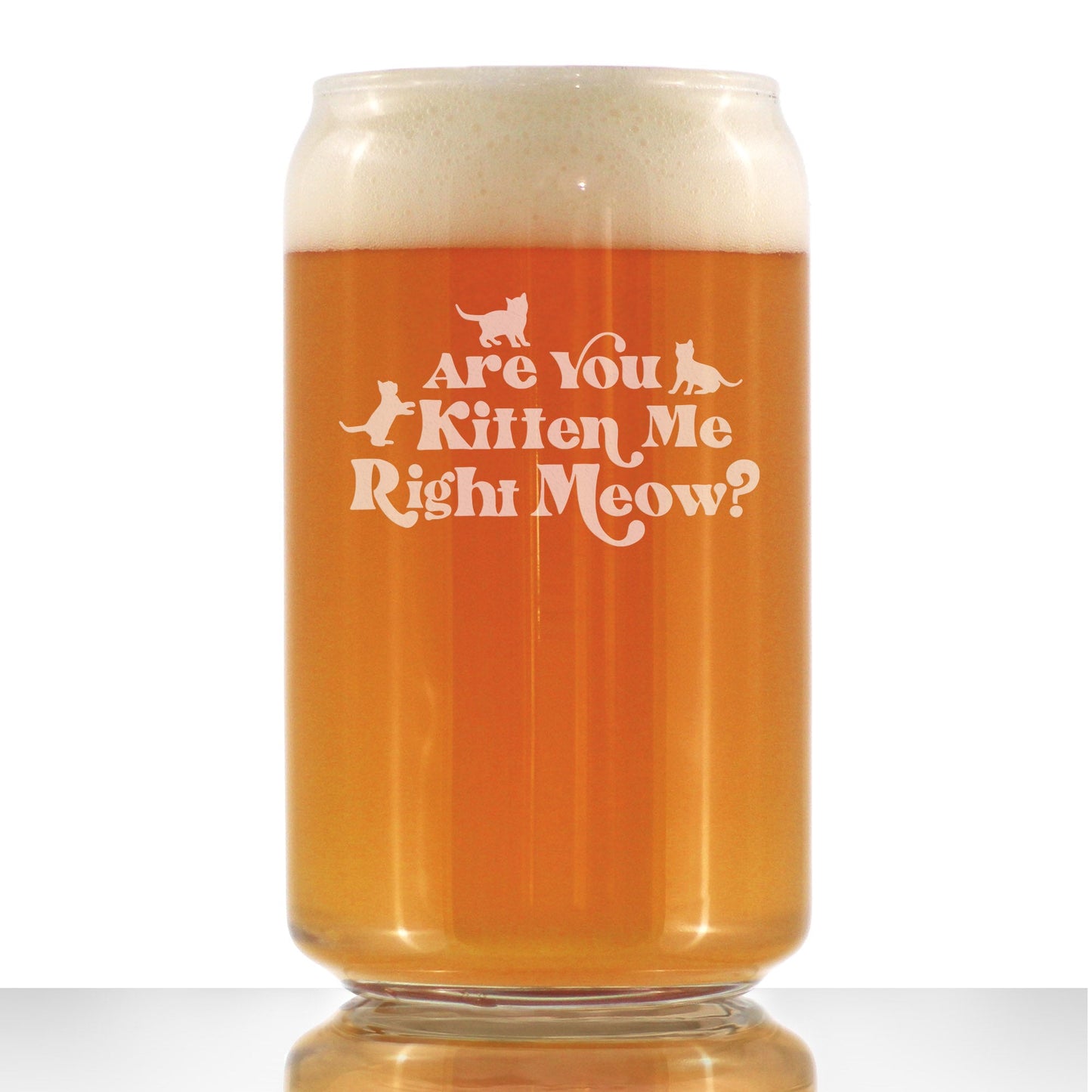 Are You Kitten Me Right Meow - 16 Ounce Beer Can Pint Glass