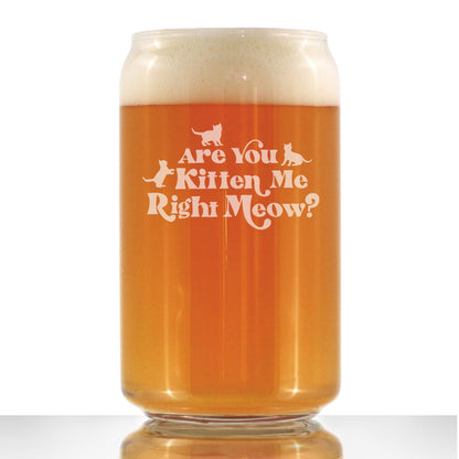 Are You Kitten Me Right Meow - 16 Ounce Beer Can Pint Glass