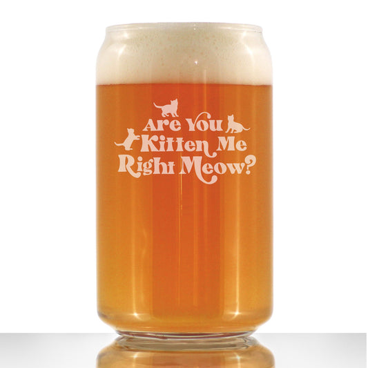 Are You Kitten Me Right Meow - 16 Ounce Beer Can Pint Glass