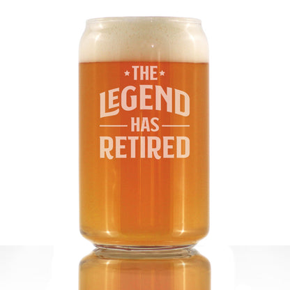 The Legend Has Retired - Beer Can Pint Glass - Funny Retirement Gifts for Boss or Coworkers - 16 Oz