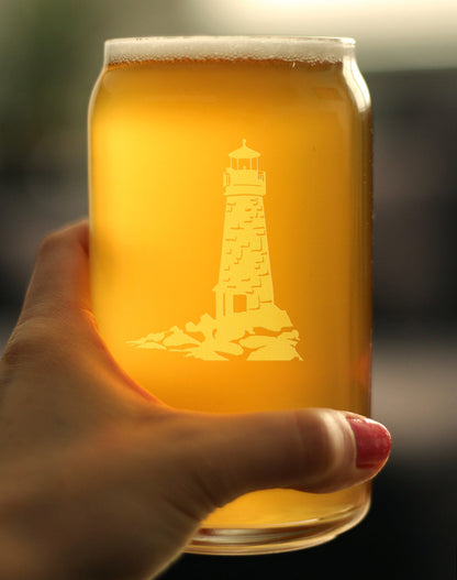 Lighthouse Beer Can Pint Glass - Nautical Themed Decor and Gifts for Beach Lovers - 16 oz Glasses