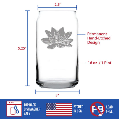 Lotus Flower - 16 Ounce Beer Can Pint Glass
