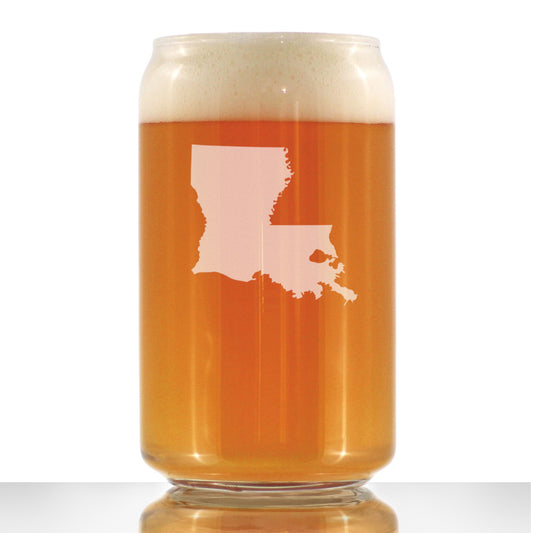 Louisiana State Outline Beer Can Pint Glass - State Themed Drinking Decor and Gifts for Louisianian Women & Men - 16 Oz Glasses