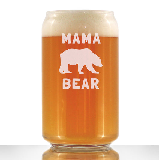 Mama Bear Beer Can Pint Glass - Cute Funny Mom Gift Ideas for Mother's Day or Birthday - 16 Oz Glasses