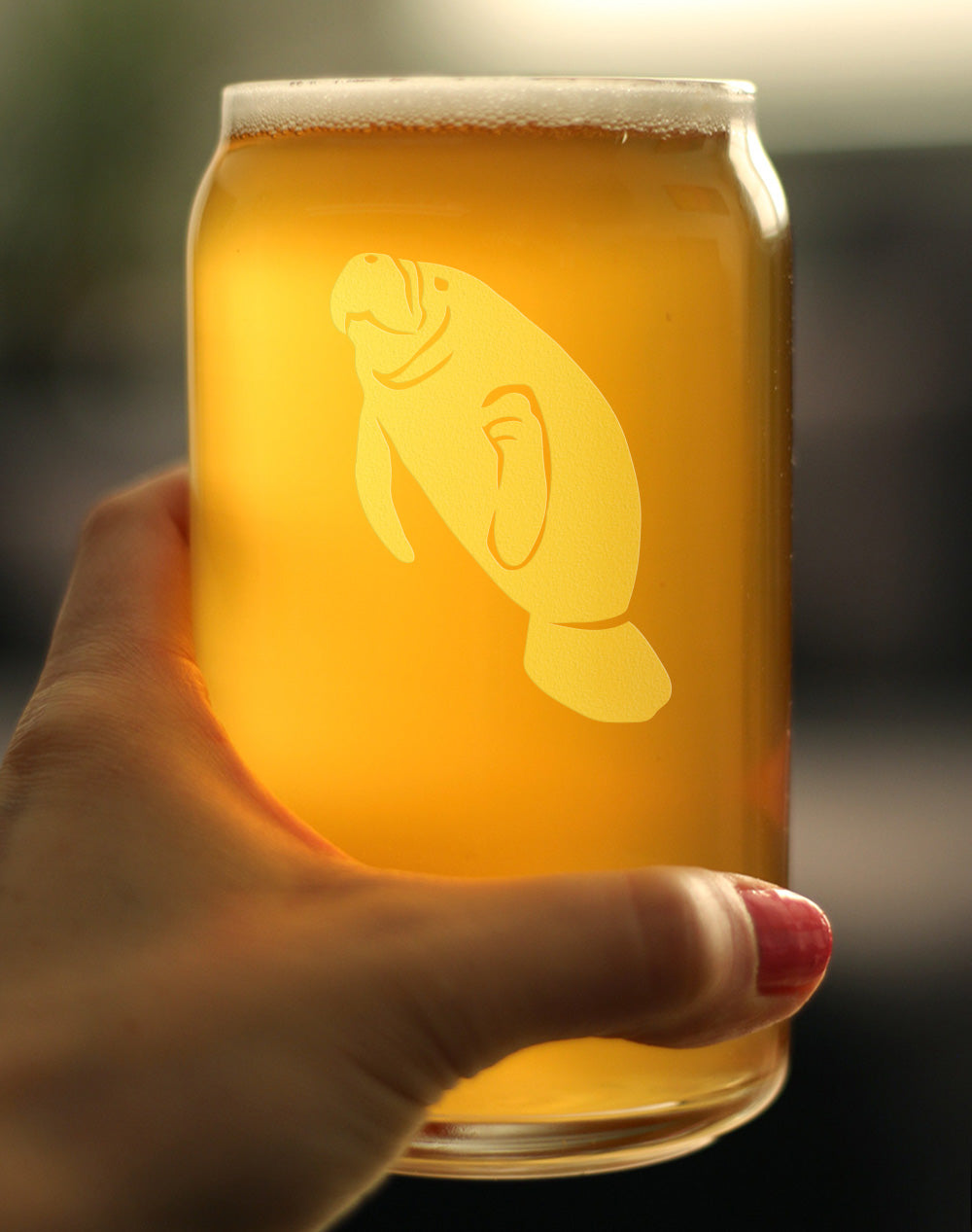 Manatee Beer Can Pint Glass - Cute Funny Ocean Animals Themed Decor and Gifts for Sea Creature Lovers - 16 oz