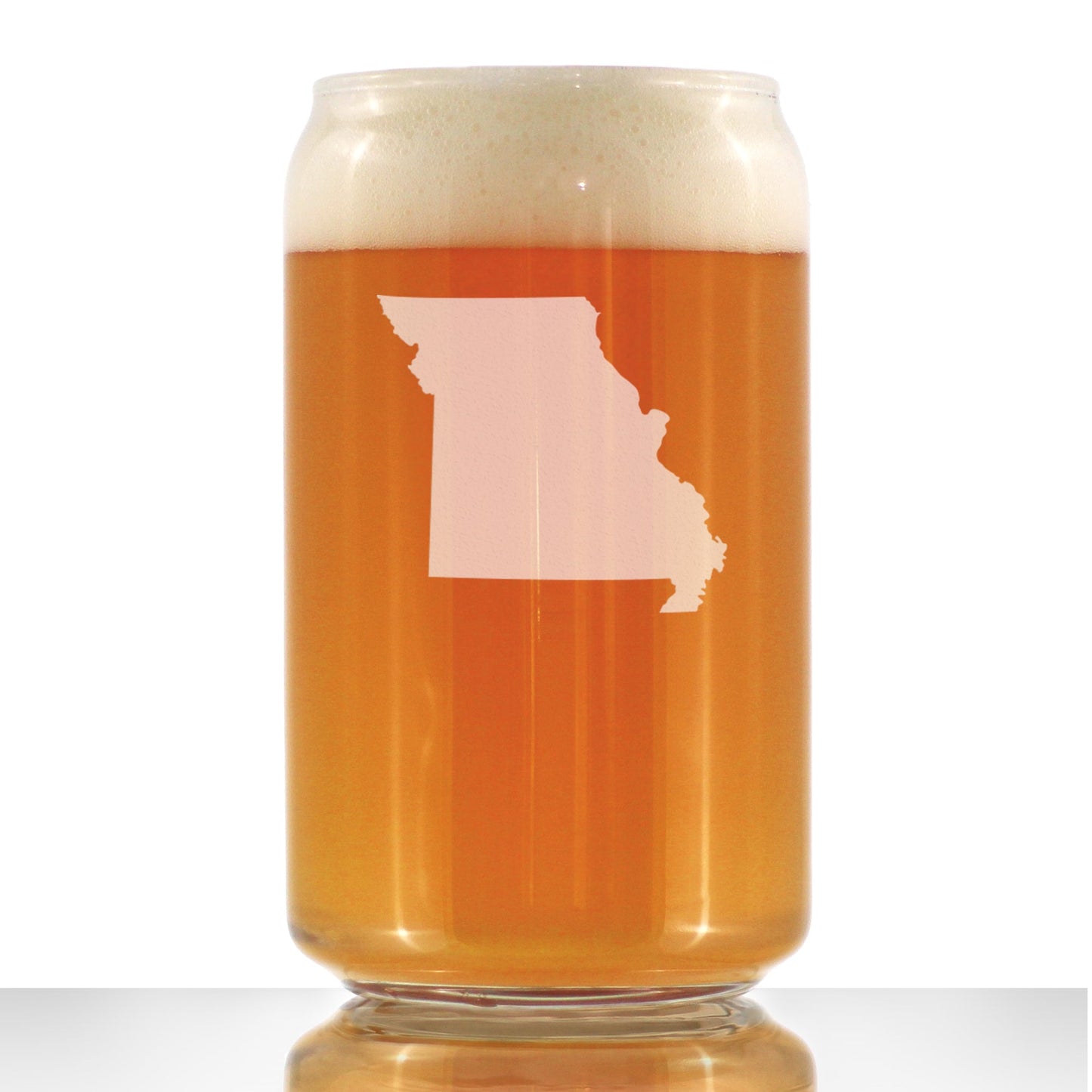 Missouri State Outline Beer Can Pint Glass - State Themed Drinking Decor and Gifts for Missourian Women & Men - 16 Oz Glasses